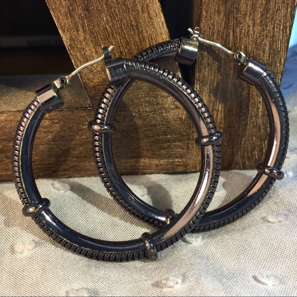 Nordstrom brand hematite hoop earrings BOGO